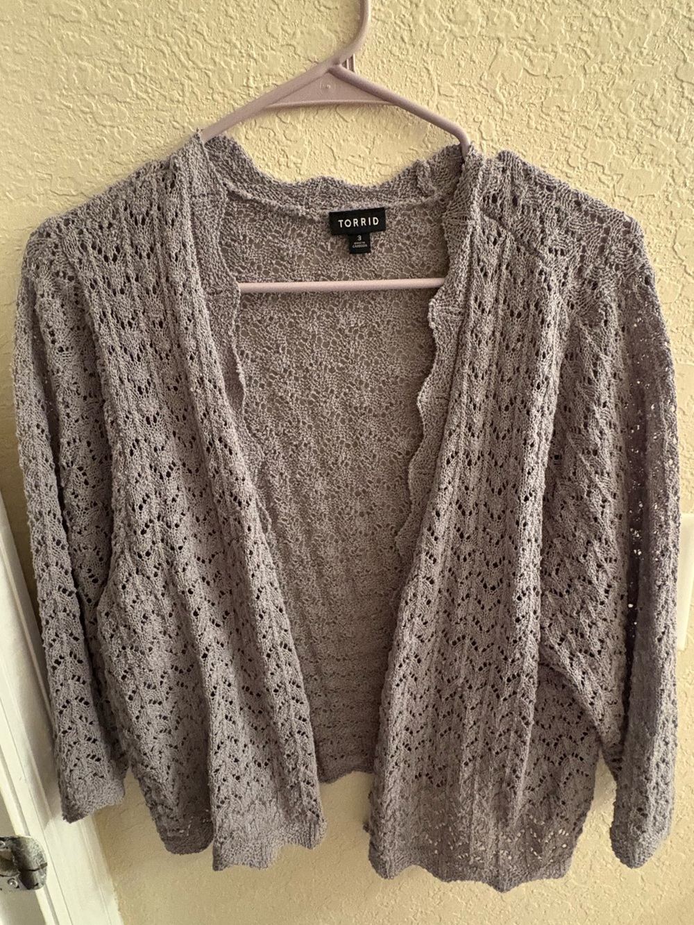 Torrid Open Front Scalloped Edge Elbow Length Cardigan Size 3XL